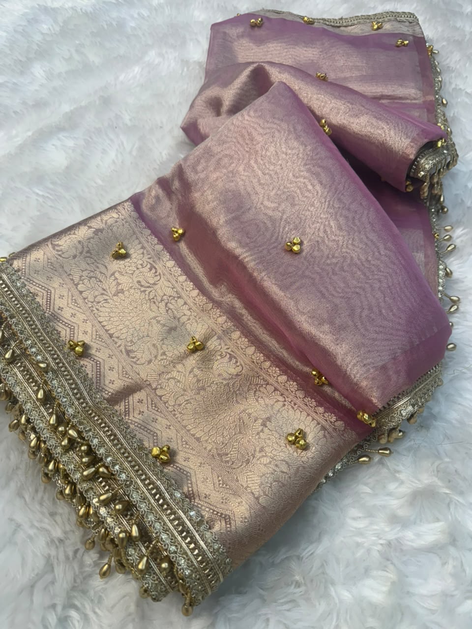 Ghungroo Saree Pink Banarasi Silk saree