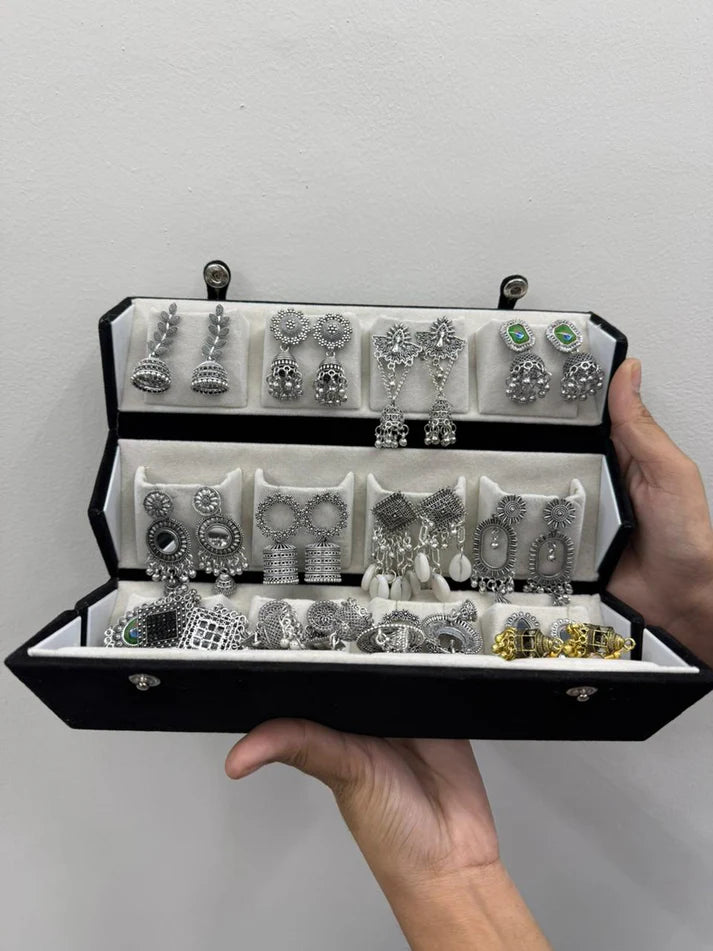 RAIRA 16 Royal Silver Jhumka Earring's with Premium Gift Boxing