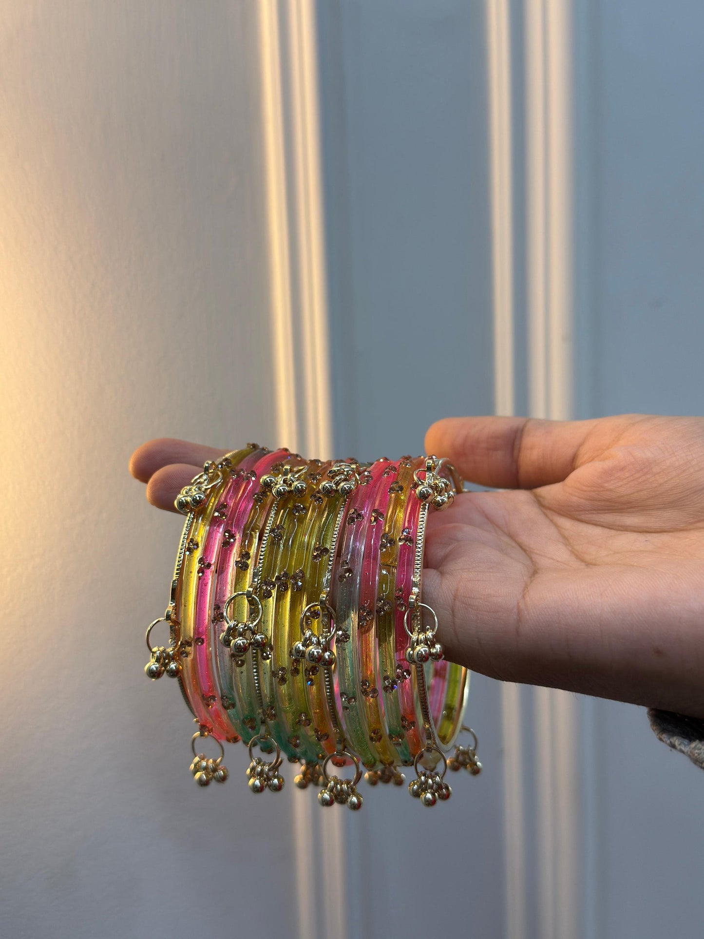 ghungroo bangles set of 12 multicolor