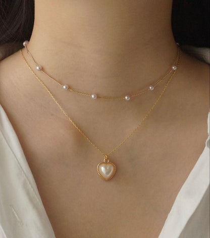 RAIRA Love Pearls Necklace Earrings Rings Jewelry Set Gift for Prom Girls Adjustable Jewelry