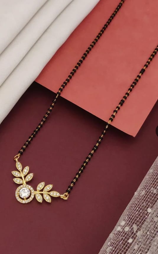 RAIRA Elegant Leaf Design Diamond Mangalsutra ✨
