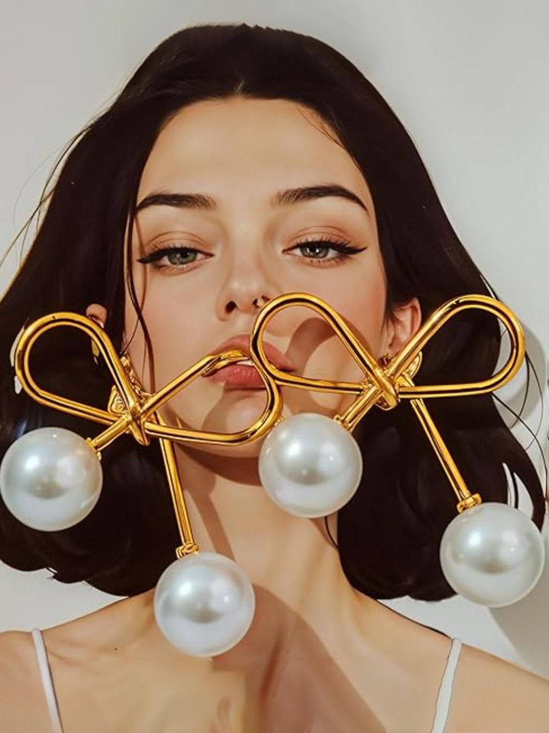 RAIRA GINGER Bow Shaped Pearl Studs Earrings