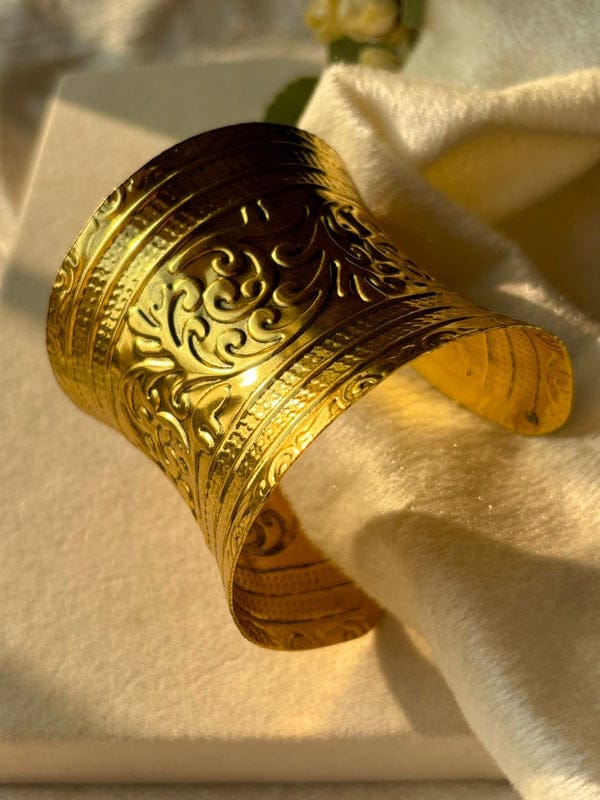 Raira's Royal Gold Embossed Cuff Bracelet For Women's & Girl's