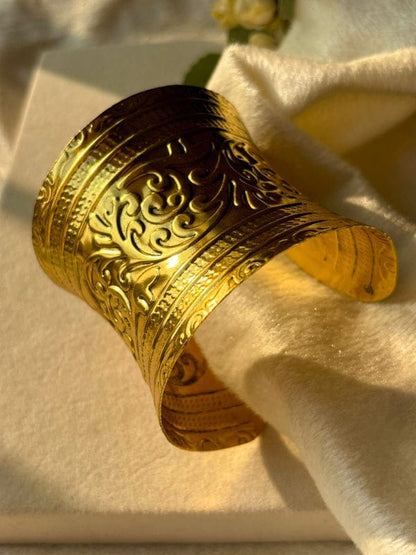 Raira's Royal Gold Embossed Cuff Bracelet For Women's & Girl's