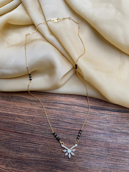 RAIRA Sparkling Floral Mangalsutra Necklace – Modern Grace with Traditional Touch