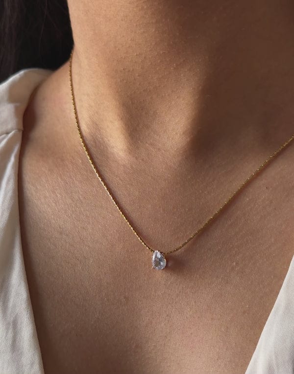 Raira's "Aira" Zircon Teardrop dainty Crystal Necklace Pandant For Women's & Girl's