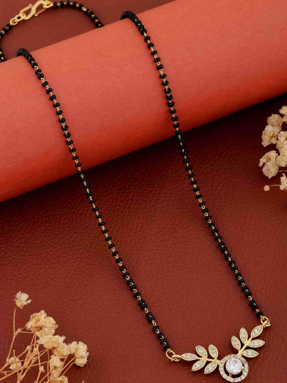 RAIRA Elegant Leaf Design Diamond Mangalsutra ✨