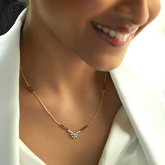 RAIRA Sparkling Floral Mangalsutra Necklace – Modern Grace with Traditional Touch