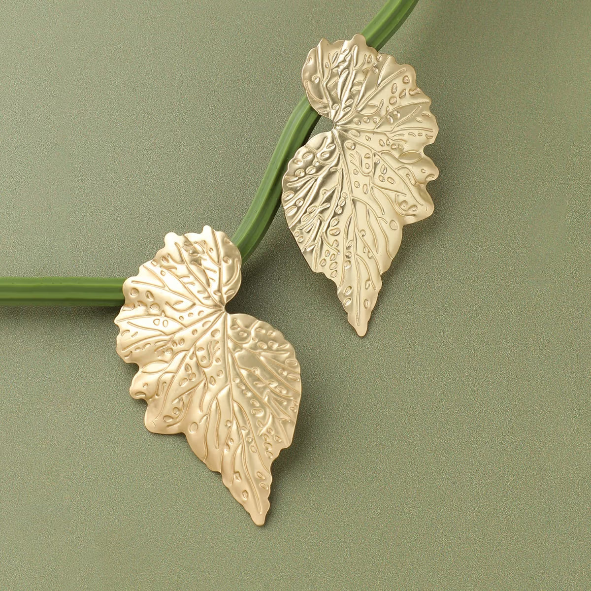 RAIRA Gold-Plated Leaf Shaped Studs Earrings