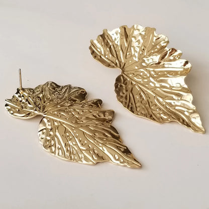 RAIRA Gold-Plated Leaf Shaped Studs Earrings