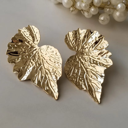 RAIRA Gold-Plated Leaf Shaped Studs Earrings