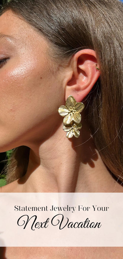 RAIRA Statement Earrings Gold Flower Earrings Dangle Drop Earrings Gift For Women's & Girl's