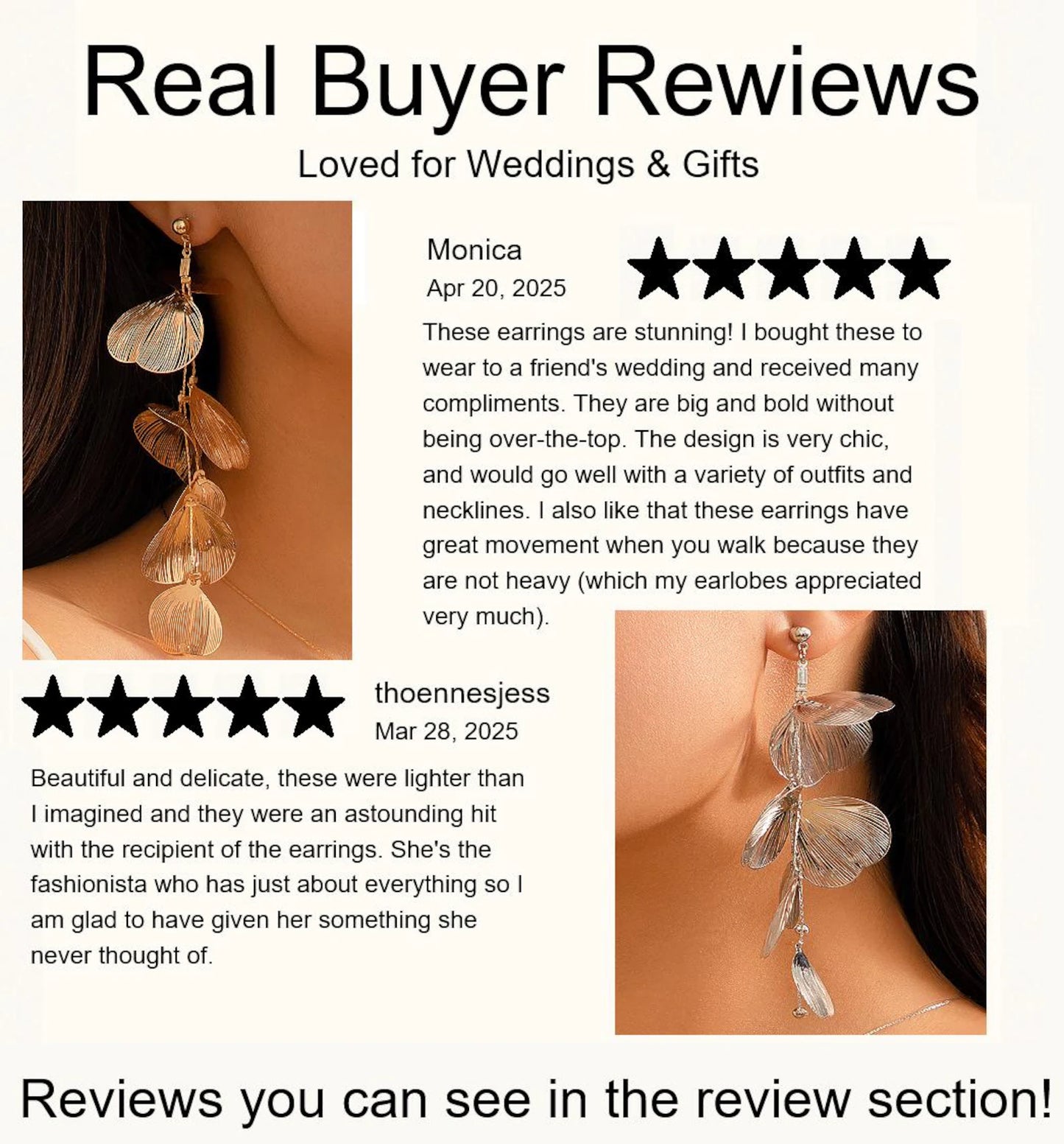 RAIRA Golden Petal Statement Earrings ✨