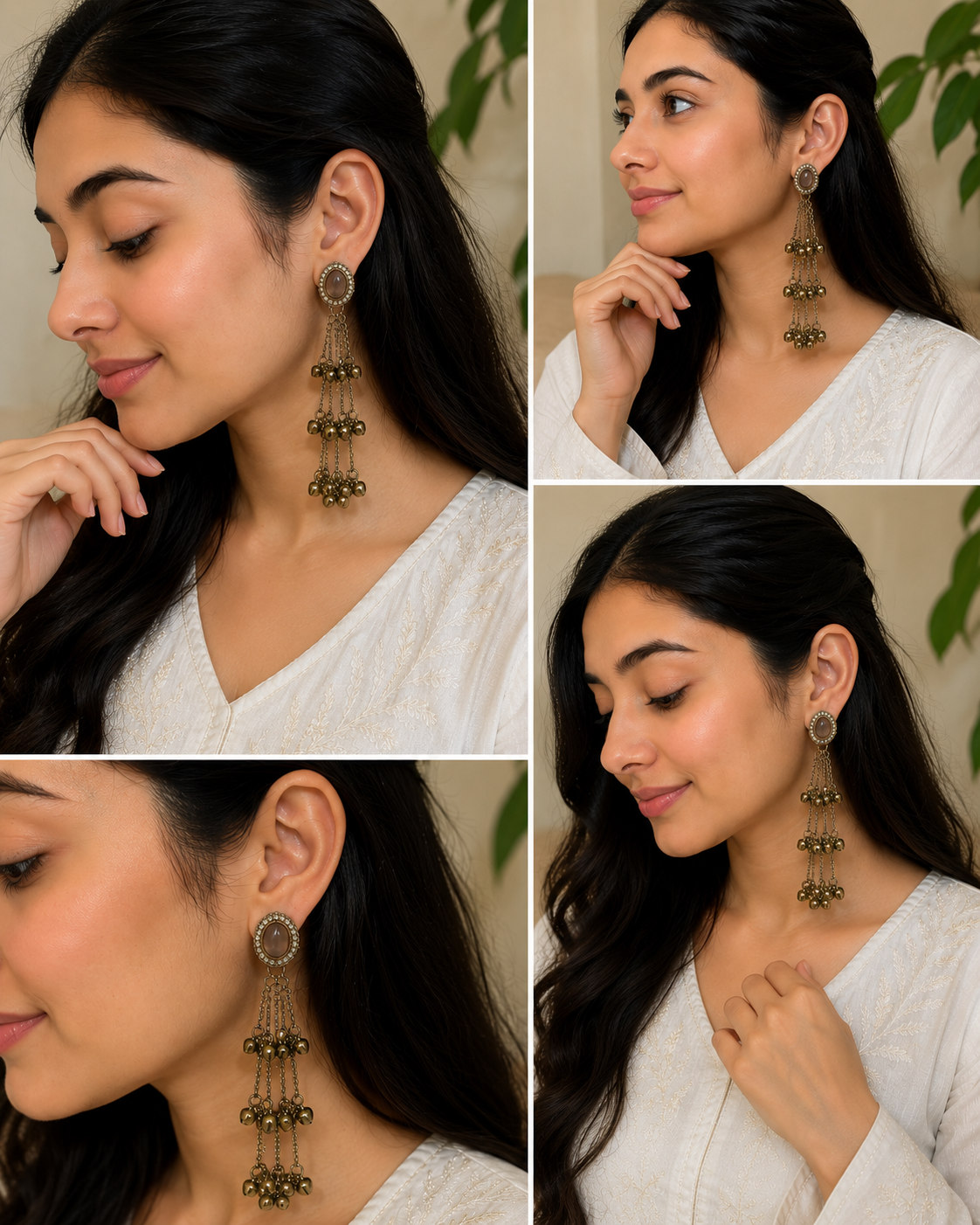 kashmiri Layer Chain Bell Earrings