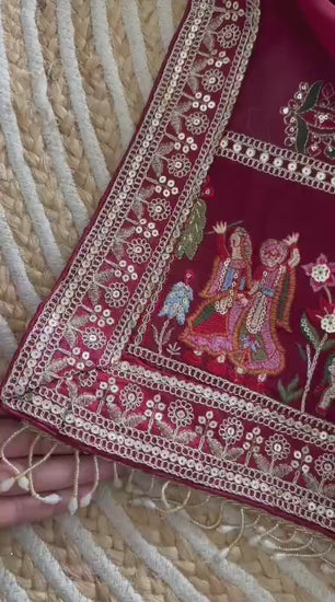 Karwa Chauth Special Maroon Designer Saree