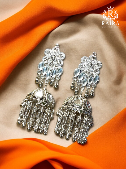 RAIRA Traditional Indian Gold Plated yellow Polki , Crystal Studded Jhumka Earring For Women & girls