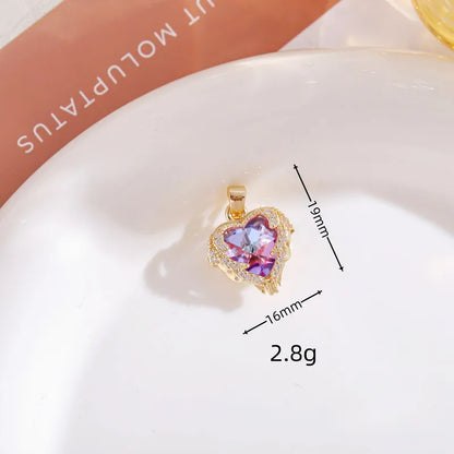 RAIRA 18K Gold Plated Colorful Crystal Diamond Ocean Heart Angel Wings Pendant Women Fashion Jewelry Necklaces