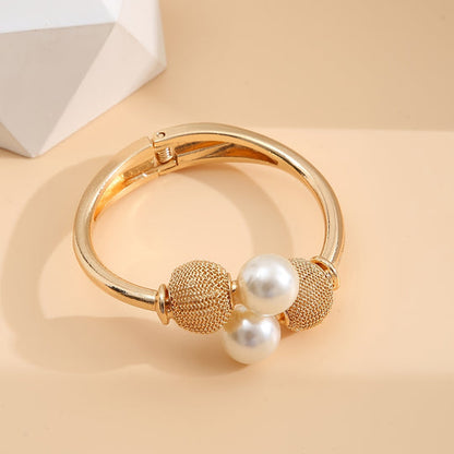 RAIRA Alloy Bangle Bracelet Open Cuff bracelet Large Pearls Hand Jewelry Women And Girls