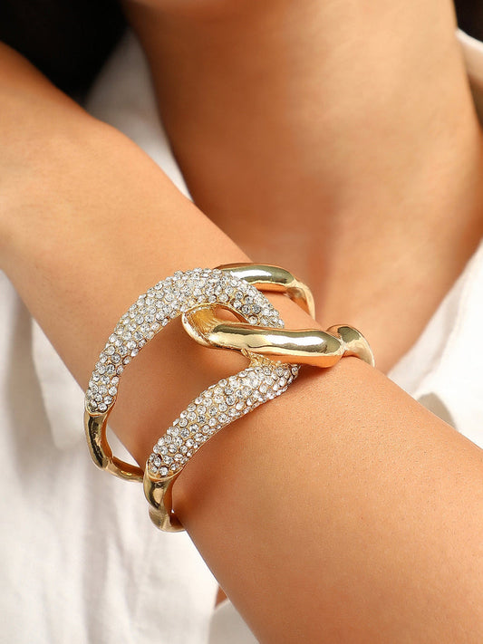 RAIRA  Opposta Cuff Bracelet for Casual Wear | Metallic Silver | Alloy Material | Artificial Stone | For Women & Girls