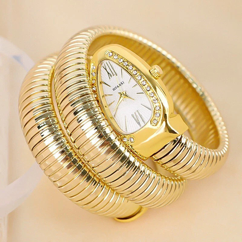 RAIRA Ladies Snake Bracelet Fashion Watch | Creative Quartz Analog Wristwatch with Oval Dial