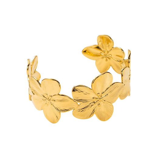 RAIRA Retro Simple Style Classic Style Flower Butterfly Iron Bangle, Chunky Gold Bracelet for Women 14K Gold Plated Cuff Bracelet Vintage Flower Bracelet Wide Open Cuff Bangles Statement Bracelet Jewelry Chrismas Birthday Flower Charm……