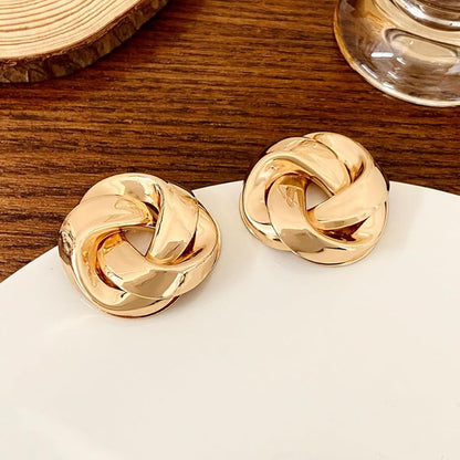 Gold Silver Chunky Knot Stud Earrings for Women, Vintage Twisted Geometric Statement Stud Earrings, Trendy Sincere Gifts for Wife