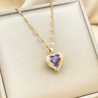 RAIRA 18K Gold Plated Colorful Crystal Diamond Ocean Heart Angel Wings Pendant Women Fashion Jewelry Necklaces