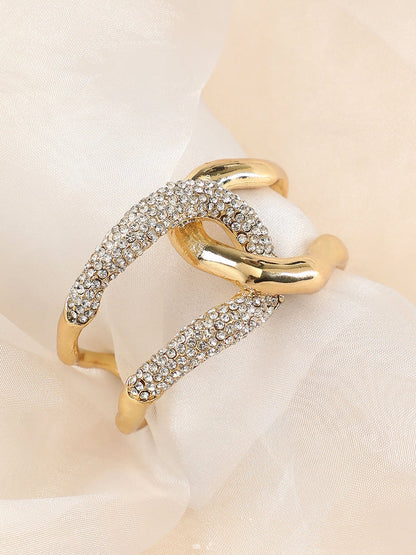 RAIRA  Opposta Cuff Bracelet for Casual Wear | Metallic Silver | Alloy Material | Artificial Stone | For Women & Girls