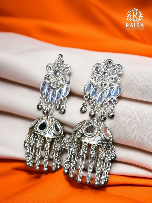 RAIRA Traditional Indian Gold Plated yellow Polki , Crystal Studded Jhumka Earring For Women & girls