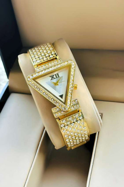 RAIRA Diamond Studded Triangle case and brecelet Strap Quartz Analogue Wrist Watches for Women's & Girl's