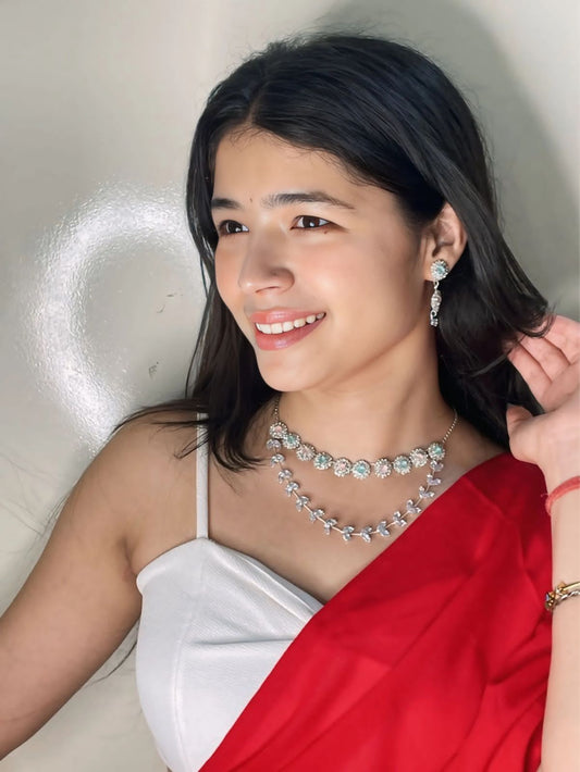 RAIRA Jewellery Cubic Zirconia/American Diamond  Traditional Style Necklace Pendant for women & Girls