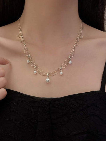 RAIRA Pearl Choker Vintage Style Necklace Golden Plated Chain For Women & Girl's