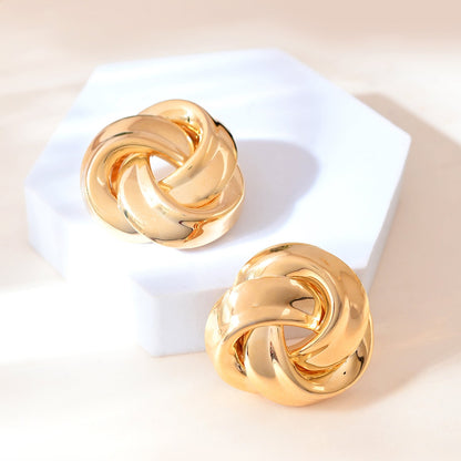 Gold Silver Chunky Knot Stud Earrings for Women, Vintage Twisted Geometric Statement Stud Earrings, Trendy Sincere Gifts for Wife