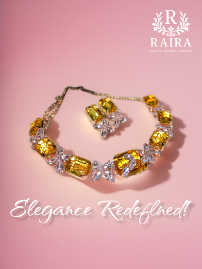 RAIRA Rhodium-Plated American Diamond Stone Studded Jewellery Traditional Style Necklace