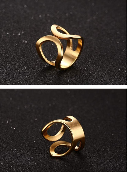 RAIRA Minimalist Butterfly Open Ring for Women Girls Stainless Steel Statement Expandable Double Wave Band Thumb Finger Best Friend Rings Comfort Fit