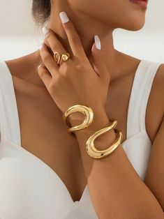 RAIRA 18K Gold-Plated Stainless Steel Water-Resistant Demi-Fine Cuff Bracelet