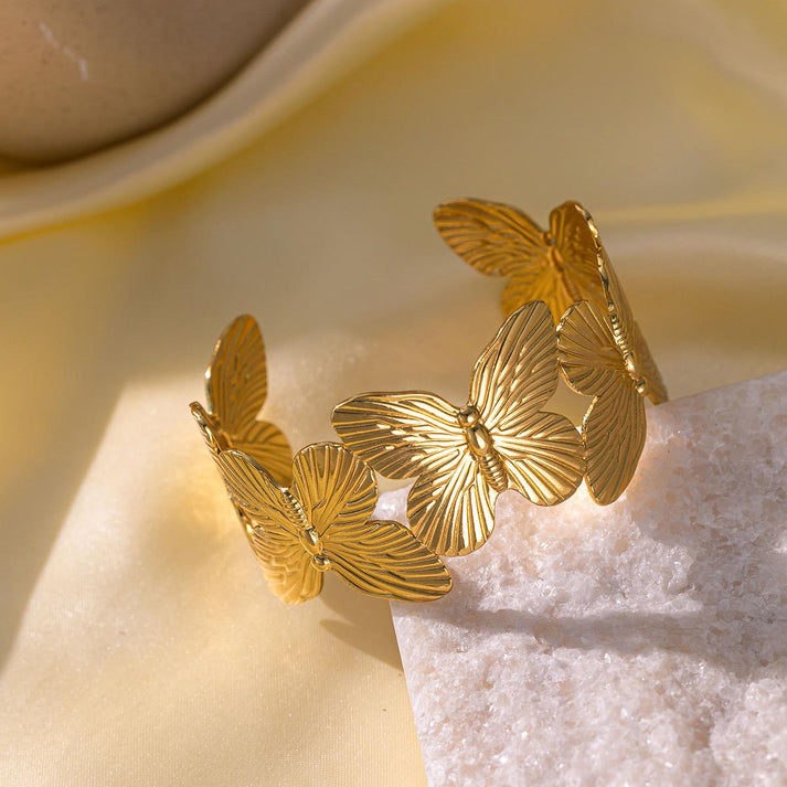 RAIRA Golden Butterfly Handcuff Bracelet For Women's & Girl's