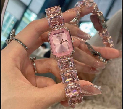 RAIRA Octagon Cut Bracelet, Pink, Rose Gold-Tone Finish Fancy Watch For Women & Girl's