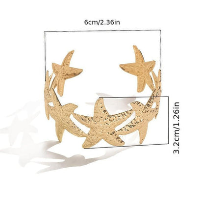 RAIRA Golden Tone Starfish Open Cuff Bracelet for Women & Girl's