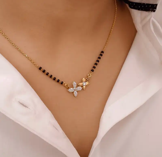 RAIRA American Dimond gold plated / brass Cz Stone Studded Beaded Mangalsutra