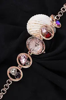 RAIRA Pearl Dial Bracelet Chain Analog Wrist Watch for Women (Silver/Rose Gold/Golden)