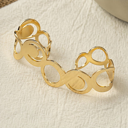 RAIRA Elegant Glam Romantic Geometric Iron Bangles Gold Tone Classy Contemporary Cuff Bracelet For Women & Girl's
