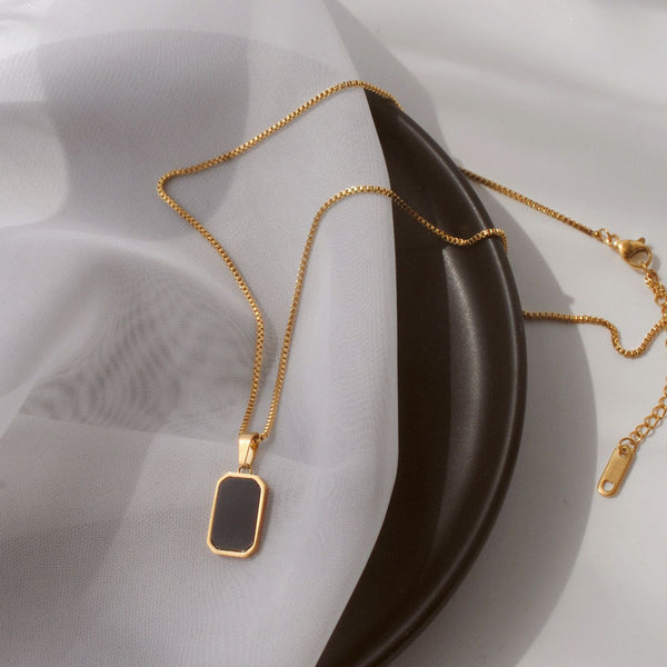 RAIRA Gold-Plated Anti Tarnish Black Geometric Pendant For Women Girl's & men's