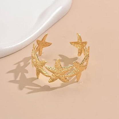 RAIRA Golden Tone Starfish Open Cuff Bracelet for Women & Girl's
