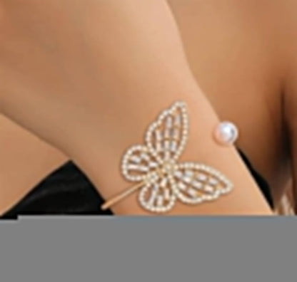 RAIRA Rhinestone Butterfly Cuff Bracelet Bangle Jewelry for Women,