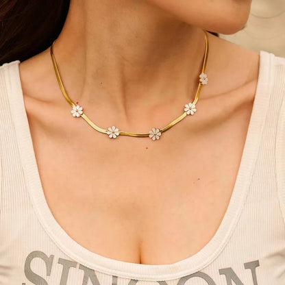 RAIRA  Gold Plated Flower Chain Stainless Steel Tarnish Free Necklace