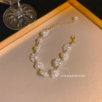 RAIRA Elegant Pearl Imitation Pearl Bracelets, Heart Woven Pearl Bracelet, Send ~ Hand String Hand Decoration Girlfriends