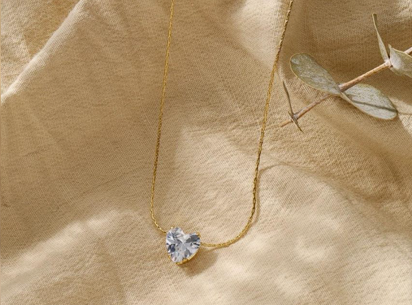 RAIRA Gold Plated Heart Gemstone Necklace