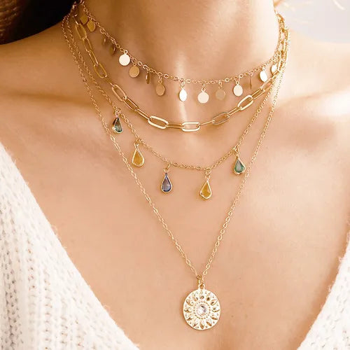 RAIRA Artificial Layered Necklace (Golden)