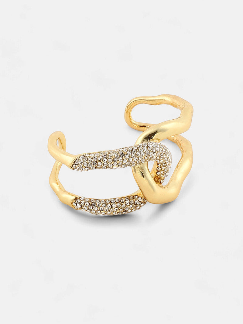 RAIRA  Opposta Cuff Bracelet for Casual Wear | Metallic Silver | Alloy Material | Artificial Stone | For Women & Girls